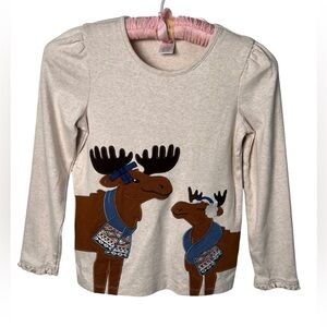 Gymboree Long Sleeve Shirt Winter Moose Neutral Girls Size 8
